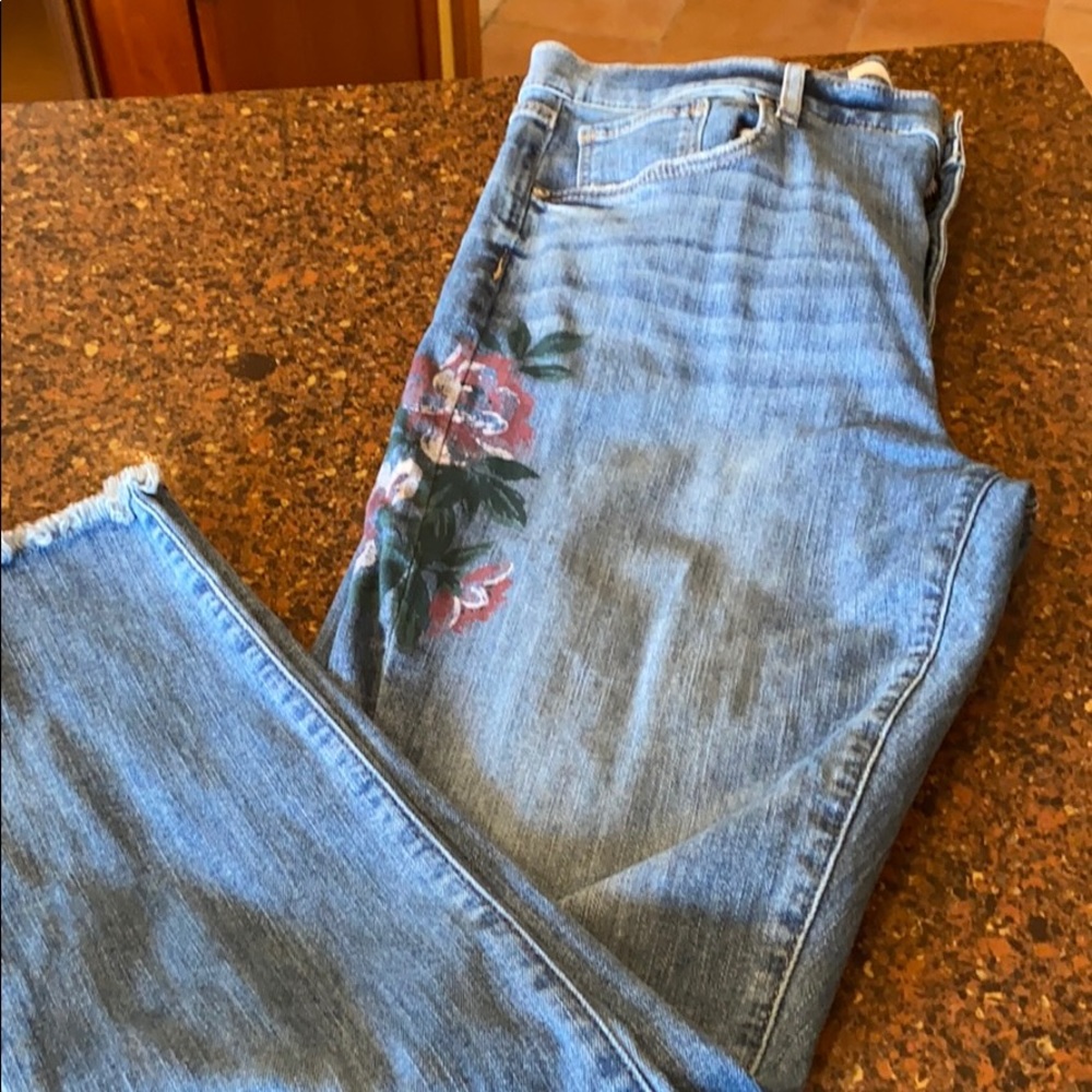 Loft Modern Skinny Distressed Floral Jeans- 31/12